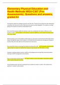 Elementary Physical Education and Health Methods WGU-C367 &lpar;PreAssessments&rpar;&period; Questions and answers&comma; graded A&plus; 2024