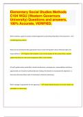 Elementary Social Studies Methods C104 WGU (Western Governors University) Questions and answers, 100% Accurate, VERIFIED 2024