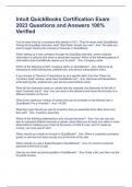 Intuit QuickBooks Certification Exam 2023 Questions and Answers 100&percnt; Verified