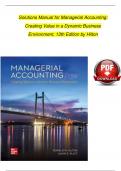 TEST BANK and Solutions Manual for Managerial Accounting: Creating Value in a Dynamic Business Environment, 13th Edition by Hilton | Verified Chapter s 1 - 17 each | Complete Newest Version