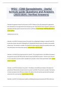 WGU - C268 Spreadsheets - Useful formula guide Questions and Answers &lpar;2023&sol;2024&rpar; &lpar;Verified Answers&rpar;