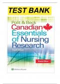 Test Bank For Polit & Beck Canadian Essentials of Nursing Research 4th Edition by Kevin Woo  |9781496301468 |Chapter 1-18 | Complete Questions and Answers A+