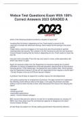 Webce Test Questions Exam With 100% Correct Answers 2023 GRADED A