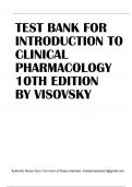 Test Banks Introduction to Clinical Pharmacology 9th & 10th Editions by  Visovsky,-Complete Test Bank (LATEST)