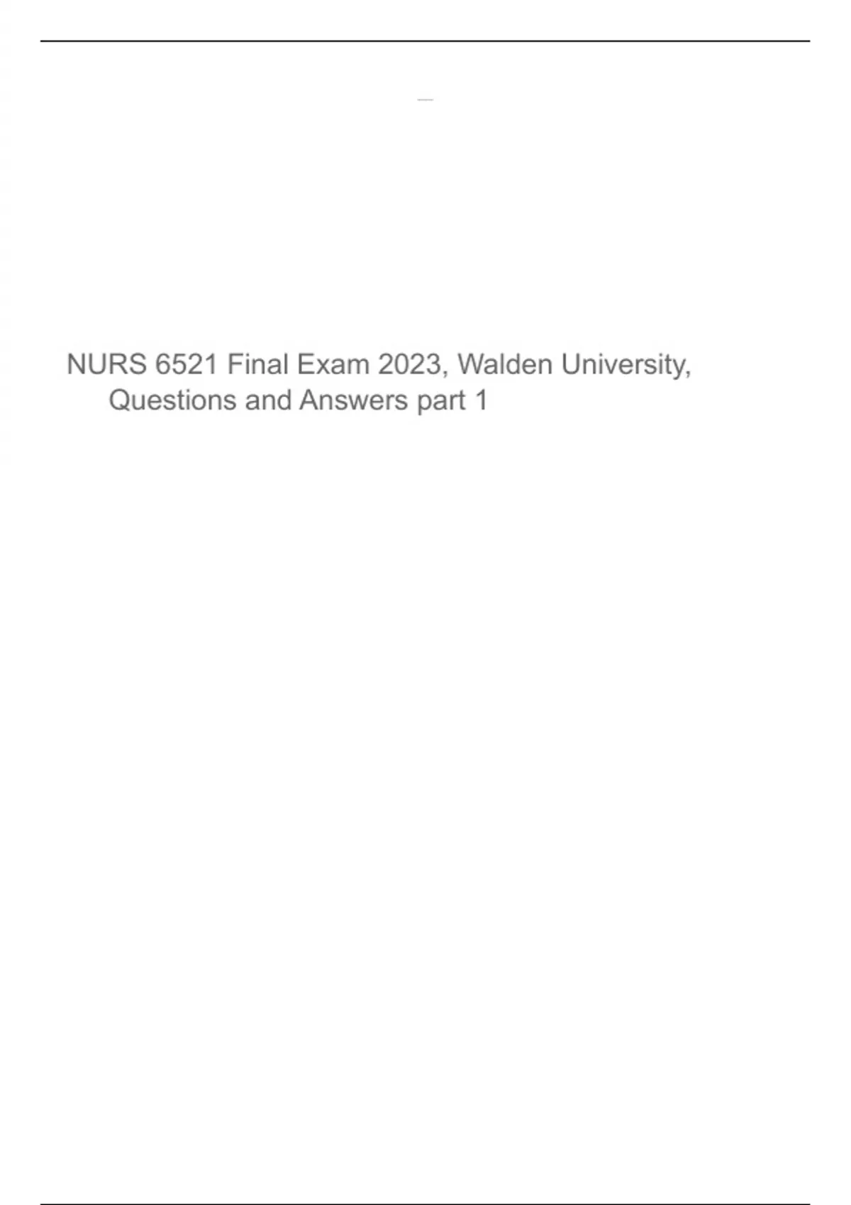 Nurs 6521 Final Exam 2023 Walden University Questions And Answers