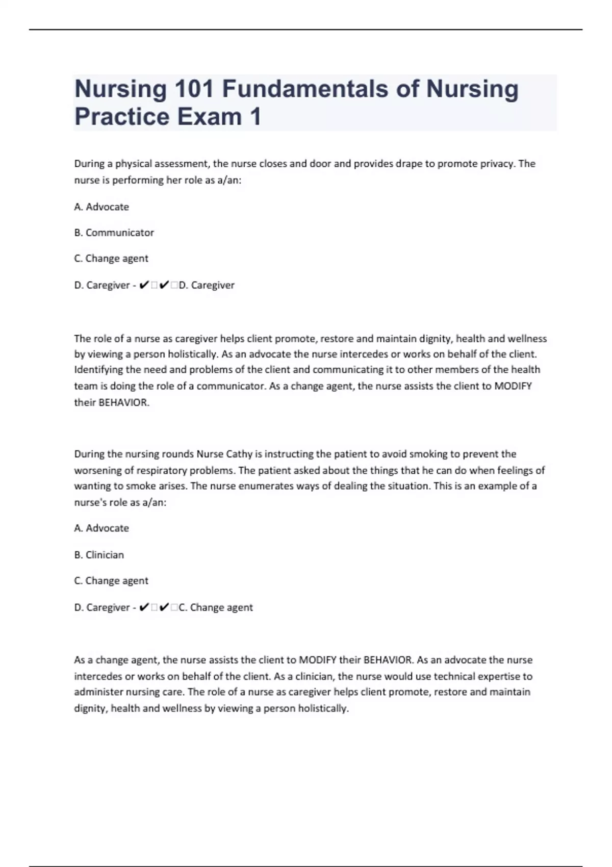 Nursing 101 Fundamentals of Nursing 49 Practice Exam Questions And ...