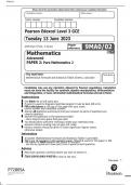 Pearson Edexcel Level 3 GCE Mathematics Advanced PAPER 2 JUNE 2023 QUESTION PAPER: Pure Mathematics 2