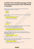 LATEST NGN ATI Pharmacology EXAM 2023/2024 QUESTIONS AND ANSWERS A+GRADE .