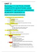 Nursing 172 ACTUAL EXAM COMPLETE QUESTIONS AND CORRECT DETAILED ANSWERS ALREADY GRADED A&plus; 