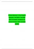Criminal Behavior A Psychological Approach 11th Edition Test Bank With All Chapters Questions and Correct Answers 100&percnt; Complete Solution