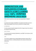 AMMUNITION AND EXPLOSIVES STORAGE SAFETY (CERT) (AMMO 112) 100% VERIFIED  ANSWERS 2023/2024