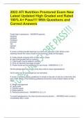 2023 ATI Nutrition Proctored Exam New Latest Updated High Graded and Rated 100&percnt; A&plus; Pass&excl;&excl;&excl;&excl; With Questions and Correct Answers