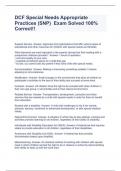 DCF Special Needs Appropriate Practices &lpar;SNP&rpar;  Exam Solved 100&percnt; Correct&excl;&excl;