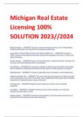 Michigan Real Estate  Licensing 100%  SOLUTION 2023//2024