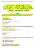 NURS 190 PHYSICAL ASSESSMENT  EXAMS LATEST VERSIONS PACKAGE DEAL  20232024 REAL EXAMS 500  QUESTIONS AND CORRECT ANSWERS|AGRADE
