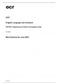 ocr A Level English Language and Literature H474/01 Mark Scheme June2023.