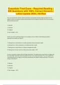 Essentials Final Exam - Required Reading &vert; 500 Questions with 100&percnt; Correct Answers &vert; Latest Update 2024 &vert; Verified