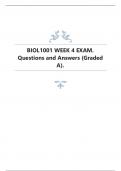 BIOL1001 WEEK 4 EXAM. Questions and Answers (Graded A).