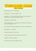 FTCE English 6-12&colon; NavaED &vert; 170 Questions with 100&percnt; Correct Answers &vert; Latest Update 2024 &vert; Verified