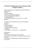 ANTH 101 Straighterline Exam 1 Questions With Complete Solutions