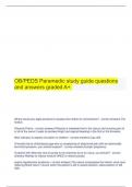 OB/PEDS Paramedic study guide questions and answers graded A+.