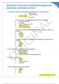 Radiation Protection and Radiobiology Exam Questions and Answers 2023 