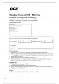 ocr GCSE Design and Technology J310/01 Question Paper June2023.