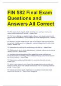 FIN 582 Final Exam Questions and Answers All Correct 