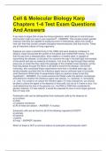 Cell & Molecular Biology Karp Chapters 1-4 Test Exam Questions And Answers