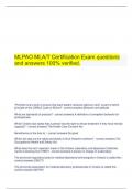   MLPAO MLA&sol;T Certification Exam questions and answers 100&percnt; verified&period;