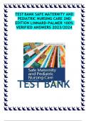 TEST BANK SAFE MATERNITY AND  PEDIATRIC NURSING CARE 2ND EDITION LINNARD 2023/2024 VERIFIED ANSWERS 