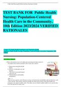 TEST BANK FOR Public Health Nursing&colon; Population-Centered Health Care in the Community&comma; 10th Edition 2023&sol;2024 VERIFIED  RATIONALES