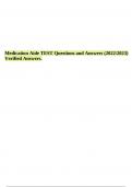 Medication Aide TEST Questions and Answers (2022/2023) Verified Answers - Graded A+