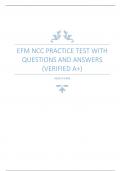 EFM NCC Practice Test With Questions and Answers (Verified A+)