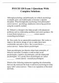 PSYCH 120 Exam 1 Questions With Complete Solutions
