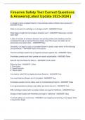 Firearms Safety Test Correct Questions & Answers&lpar;Latest Update 2023-2024 &rpar;
