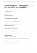CNA Practice Test 2 -Headmaster-Minnesota Well Answered 2023&period;