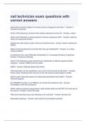 nail technician exam questions with correct answers