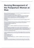 Nursing Management of  the Postpartum Woman at  Risk