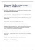 Minnesota CNA Terms And Answers  Graded A&plus; 2023 Passed&period;