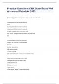Practice Questions CNA State Exam Well Answered Rated A&plus; 2023&period;