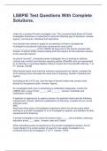 LSBPIE Test Questions With Complete Solutions&period;