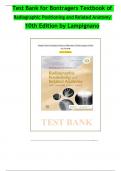 est Bank for Bontragers Textbook of Radiographic Positioning and Related Anatomy 10th Edition by Lampignano.