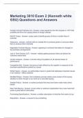 Marketing 3010 Exam 2 (Kenneth white GSU) Questions and Answers