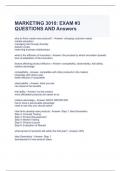 MARKETING 3010 EXAM #3 QUESTIONS AND Answers
