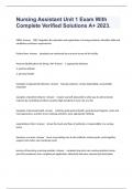 Nursing Assistant Unit 1 Exam With Complete Verified Solutions A&plus; 2023&period;