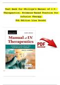 TEST BANK For Phillips’s Manual of I.V. Therapeutics; Evidence-Based Practice for Infusion Therapy 8th Edition Lisa Gorski | Complete Chapter's | 100 % Verified