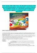 TEST BANK FOR ESSENTIAL OF PHARMACOLOGY FOR HEALTH PROFESSIONS  8TH EDITION LATEST UPDATE BY COLBERT WITH ALL CHAPTER QUESTIONS AND DETAILED CORRECT ANSWERS 100% COMPLETE SOLUTION