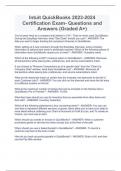 Intuit QuickBooks 2023-2024 Certification Exam- Questions and Answers &lpar;Graded A&plus;&rpar; 