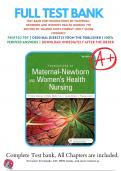 Test Bank For Foundations of Maternal-Newborn and Women's Health Nursing 7th Edition by Sharon Smith Murray (2019/2020), 9780323398947, Chapter 1-27 Complete Questions and Answers A+